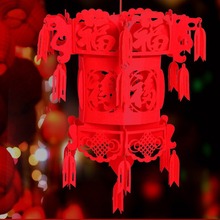 批发毛毡新年灯笼现货新年装饰大红灯笼挂件室内商城装扮灯笼