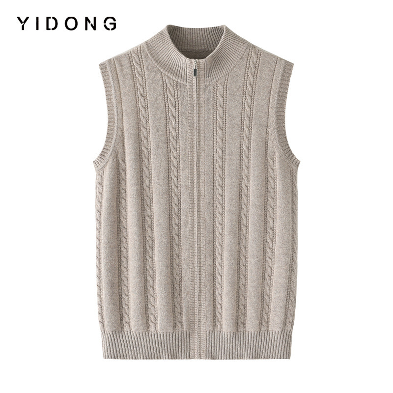 Thickened semi-high collar solid color cashmere zipper men's cardigan 8-pin twisted flower urban leisure warm waistcoat waistcoat Thickened semi-high collar solid color cashmere zipper men's cardigan 8-pin twisted flower urban leisure warm waistcoat waistcoat
