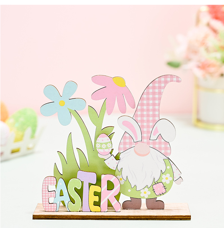 Easter Bunny Ears Letter Flower Wood Party Ornaments display picture 4