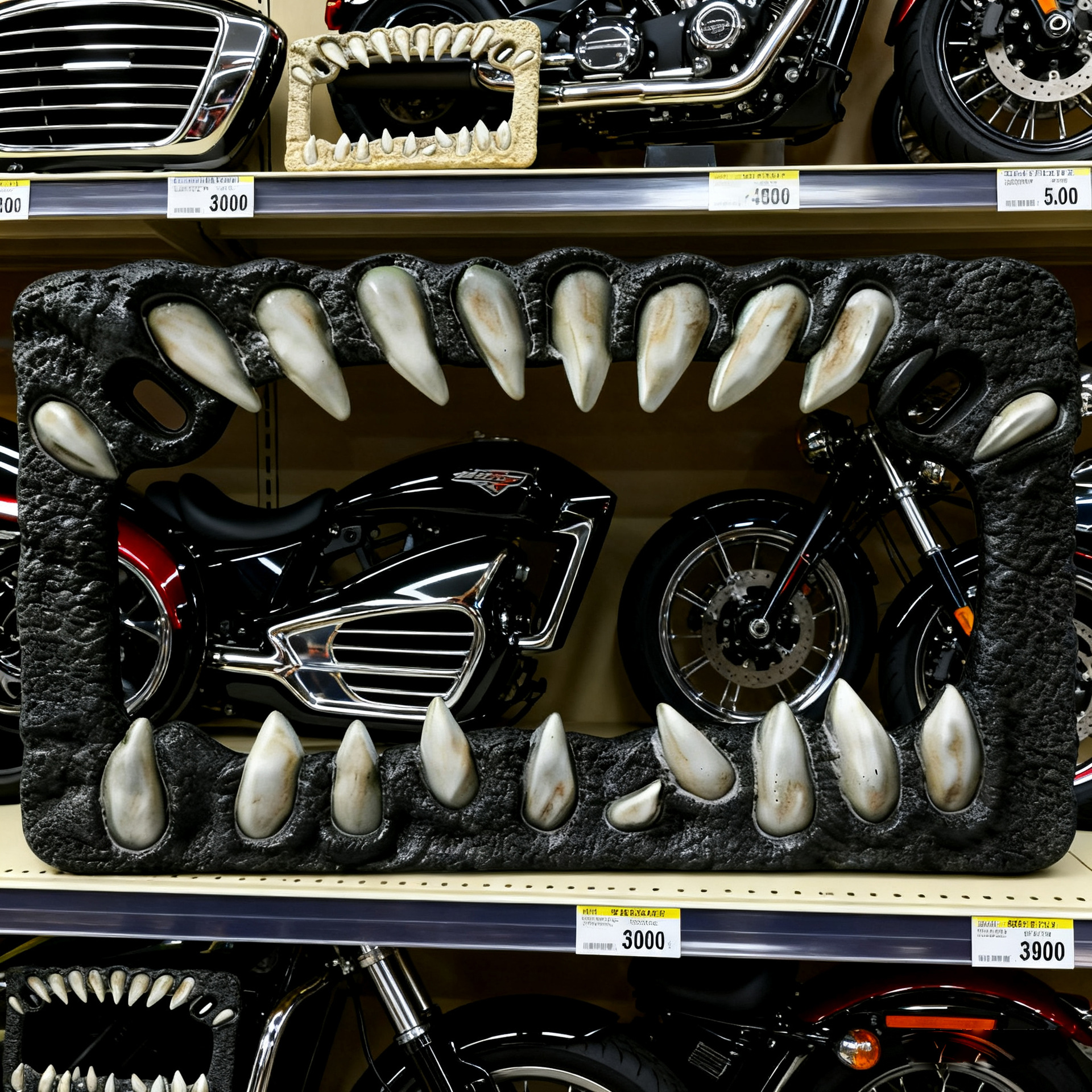 Spot Cross-Border American Standard Creature Teeth Motorcycle License Plate Frame