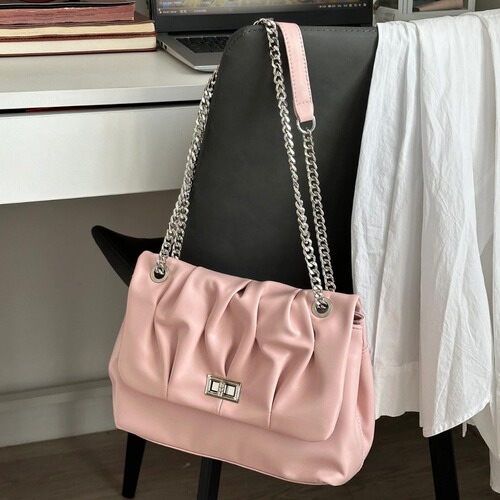 Fashion handbag for women, niche trendy brand, chain handle wrinkled bag, high-end sense, shoulder bag, crossbody bag, casual underarm bag
