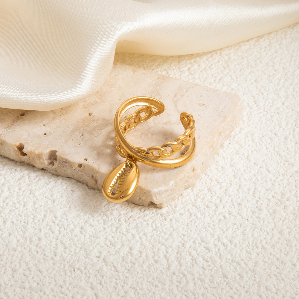 4g Weight Open Rings Classification Adjustable Ring Size 1 Piece Quantity Casual, Holiday Occasion 304 Stainless Steel Material Starfish, Shell, Fish Pattern Women's Gender Plating Design Marine Style Style Gold Color Marine Style Starfish Shell Fish 304 Stainless Steel Plating Women's Open Rings 9