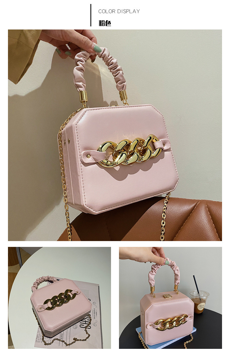 Acrylic Chain Bag 2021 Winter New Box Bag Pleated Portable Small Square Bag Shoulder Crossbody Cosmetic Bag display picture 7