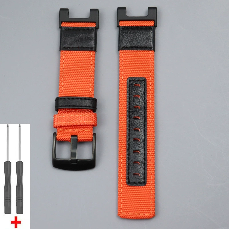 Ремешок для Huami Amazfit T‑Rex (A1918) — холщовый нейлон чёрный, кожаная отделка, с отвёрткой