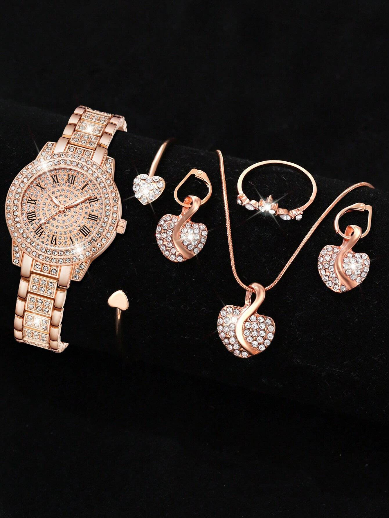 Explosiones transfronterizas Jubabo con diamantes para mujeres reloj conjunto de moda alta sensación romana reloj de cuarzo reloj de pulsera image 8