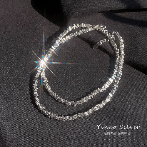 925 silver plated silver child necklace for women new style sparkling silver crushed silver chain light luxury niche