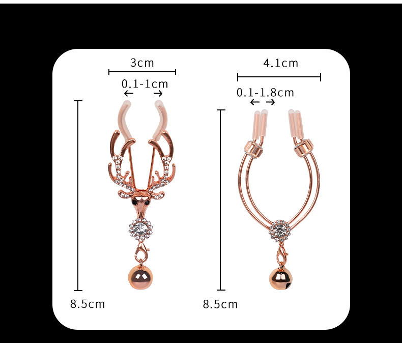 Metal Nipple Clamps for Men, Rose Gold Punishment-Style Sensory Toy, Wholesale — detail image 4