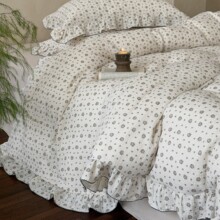 法式复古全棉双层纱布被套A类皱皱纱婴儿级棉纱花边双人ins四件套