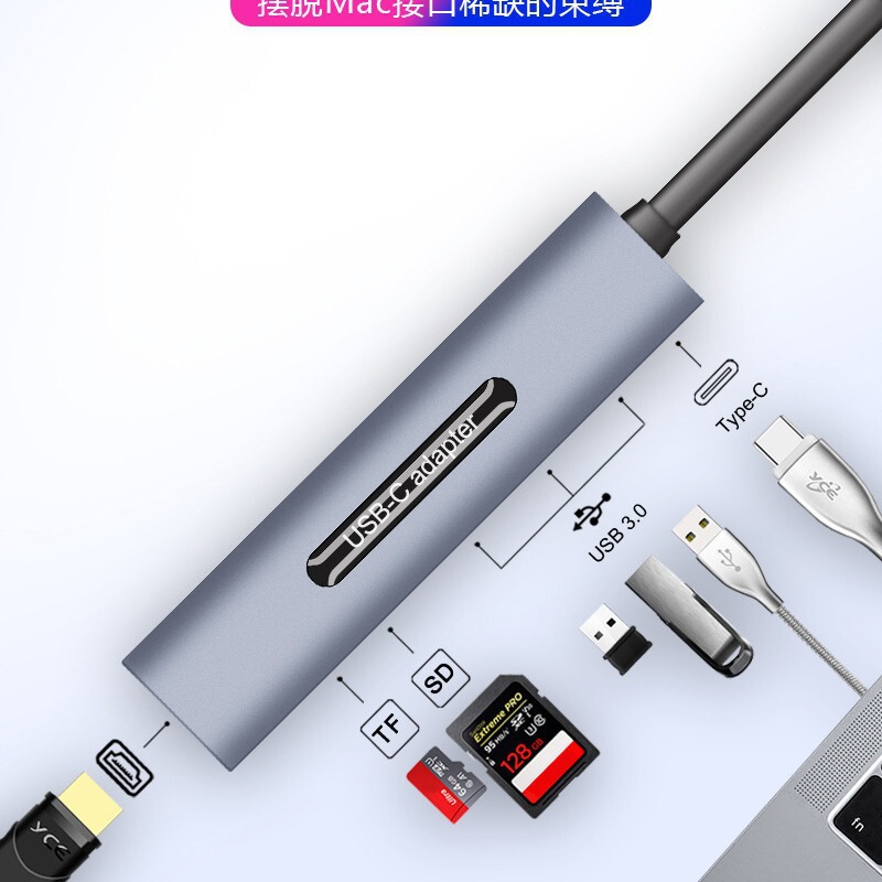 USB-c hub Multi-port Function hub HDMI+Audio Lan7 in 1 type C hub Docking Station