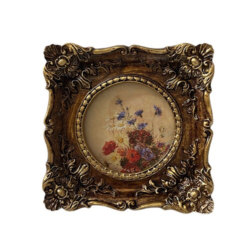 Creative European American style retro golden wedding resin photo frame setting golden resin picture frame carved photo frame wall hanging