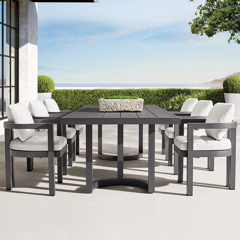 Mesa y silla de madera sólida al aire libre patio villa al aire libre anticorrosión teca ocio jardín al aire libre combinación de muebles impermeables y protectores solares