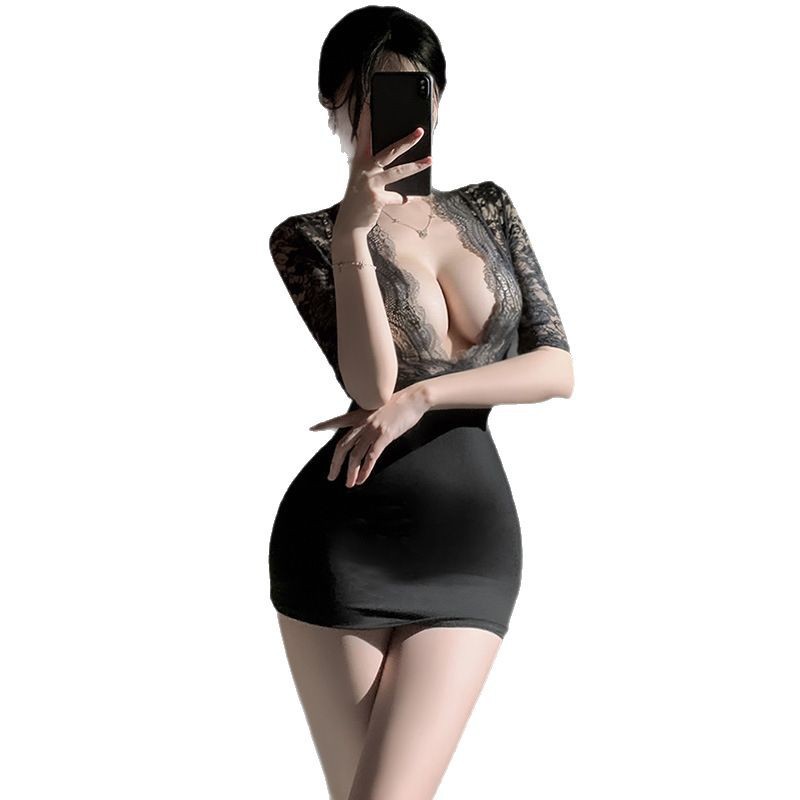 Admiración estéril sin lavado ropa interior de sexo profundo V pecho de encaje transparente sexy secretario paquete de ropa interior 6757
