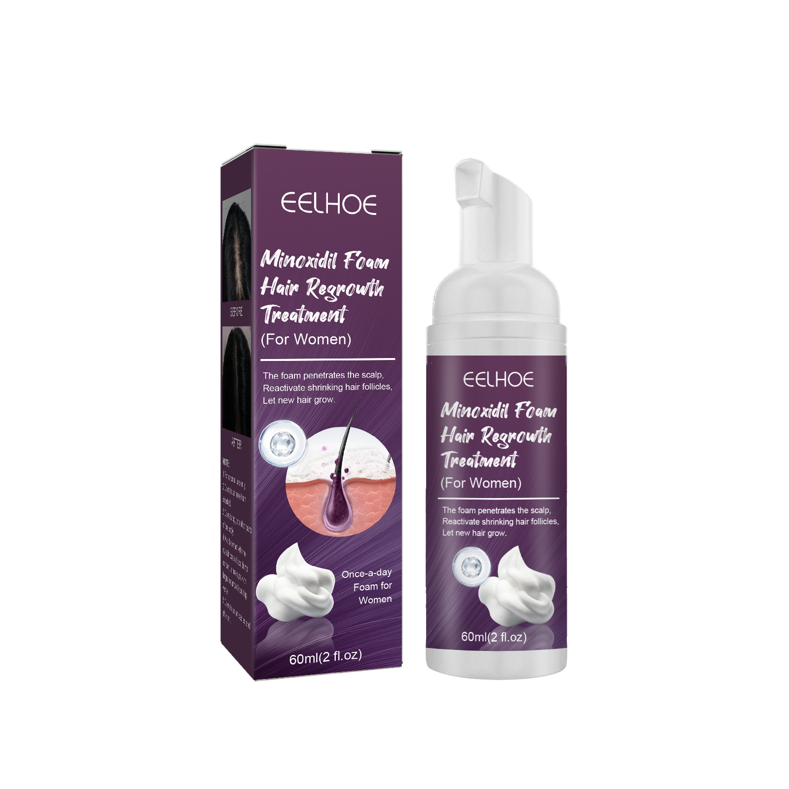Espuma Cuidados EELHOE Anti gota Estimulante Folículo Longo Forte Empresa de Nutrição Capilar_voghion.com