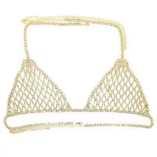 : цепь из страз Body Chain для груди и бёдер, набор цепочек — золотой/серебряный, модный ночной аксессуар
