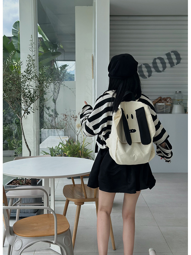 Unisex Medium Canvas Cartoon Cute Flip Cover Fashion Backpack display picture 14