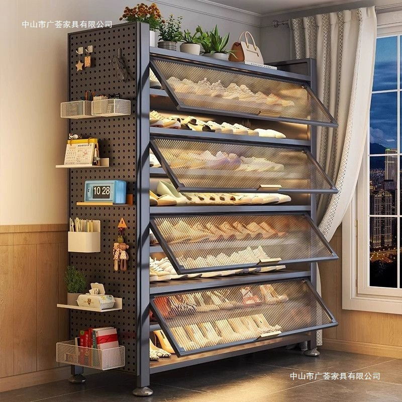 スチール製下駄箱、玄関用多層収納キャビネット、玄関ホール、大容量収納キャビネット、金属製防塵靴ラック|undefined