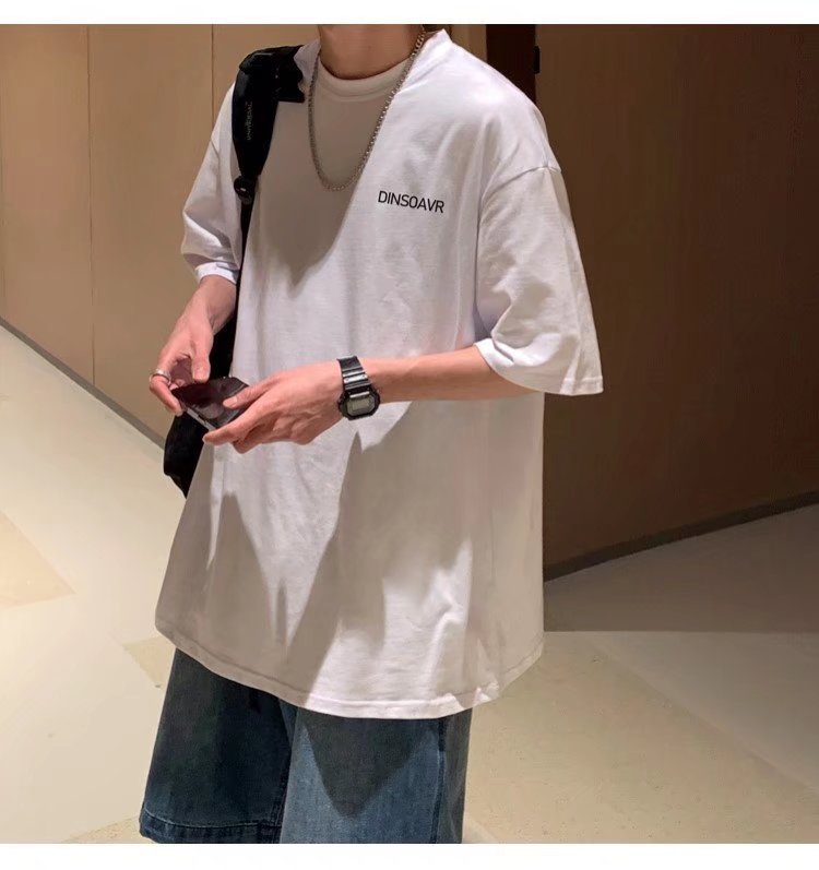 T-shirt da uomo di marca trendy Instagram a maniche corte Estate 2022 Nuova tendenza della moda da uomo semplice e versatile allentata_voghion.com