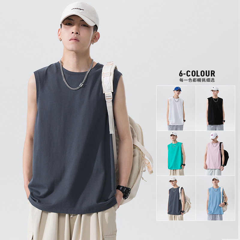 Men's Sports Vest Sleeveless Cotton T-Shirt Loose Trendy Plus-Size Top 2026 Summer New Style Basketball Tank Top T-Shirt