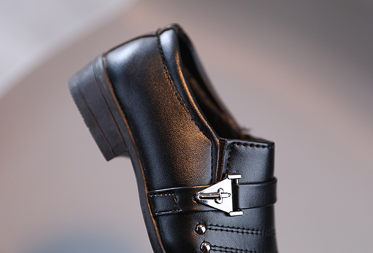 Drenge lædersko i britisk stil til skolebrug hvide_voghion.com