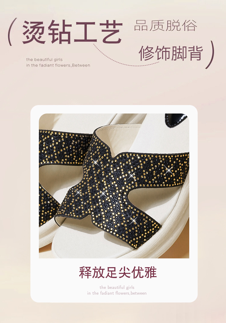 Dép sandal nữ đế xuồng cao quai chữ V, phong cách thể thao, tăng chiều cao — Đen【Dép】603 chi tiết 4
