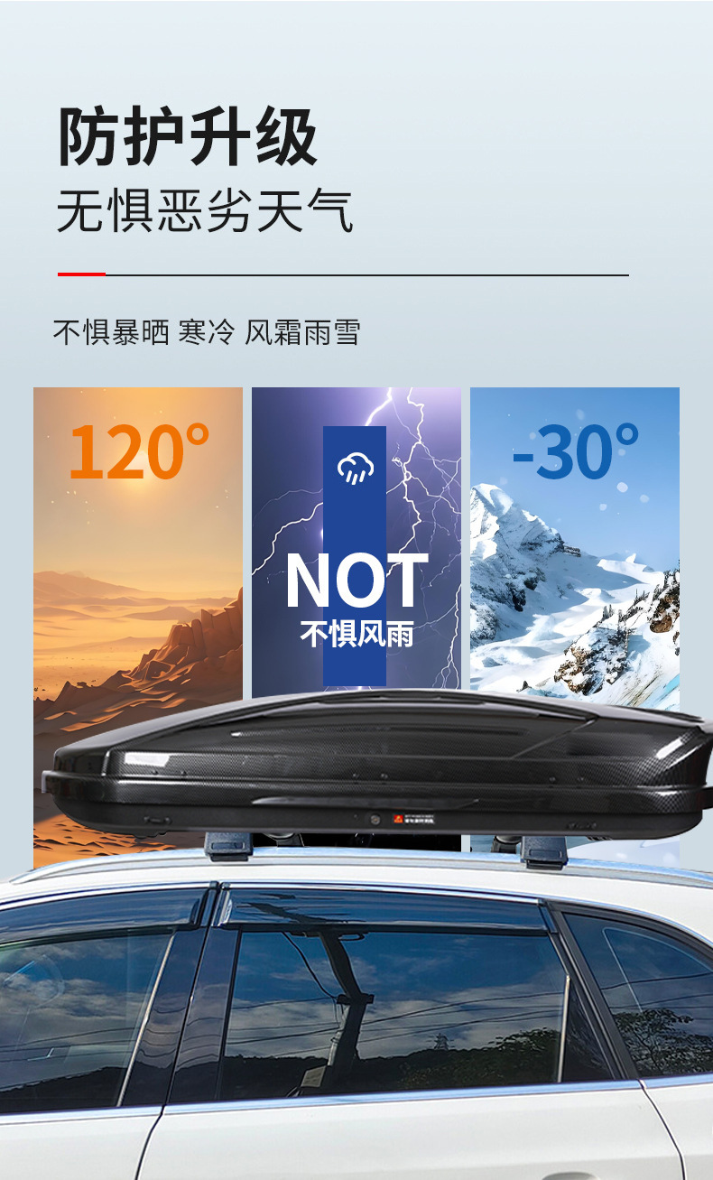 Large-Capacity Car Roof Luggage Box, Universal for Suvs, Carbon Fiber Pattern, Thickened, Waterproof, Sun-Proof Travel Box, No-Drill Installation