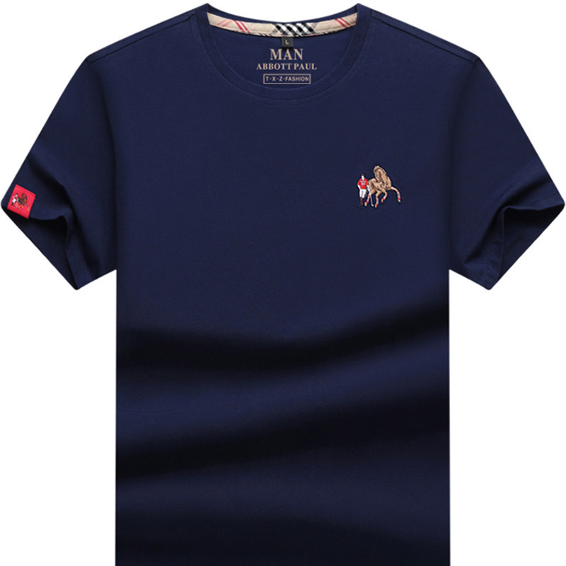 Famous Brand genuine goods Paul Crewneck mercerized cotton Short-sleeved Men's T-shirt Summer Loose Top plus size T-shirt