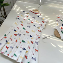 女童运动系列彩色小马POLO领百褶连衣裙儿童短裙韩国外贸童装批发