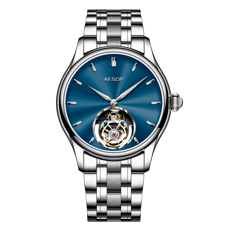 Aesop Watch Business Simple Automatic Tourbillon Mechanical Watch Cut Out High-End Men's Watch Manufacturer Direct Supply