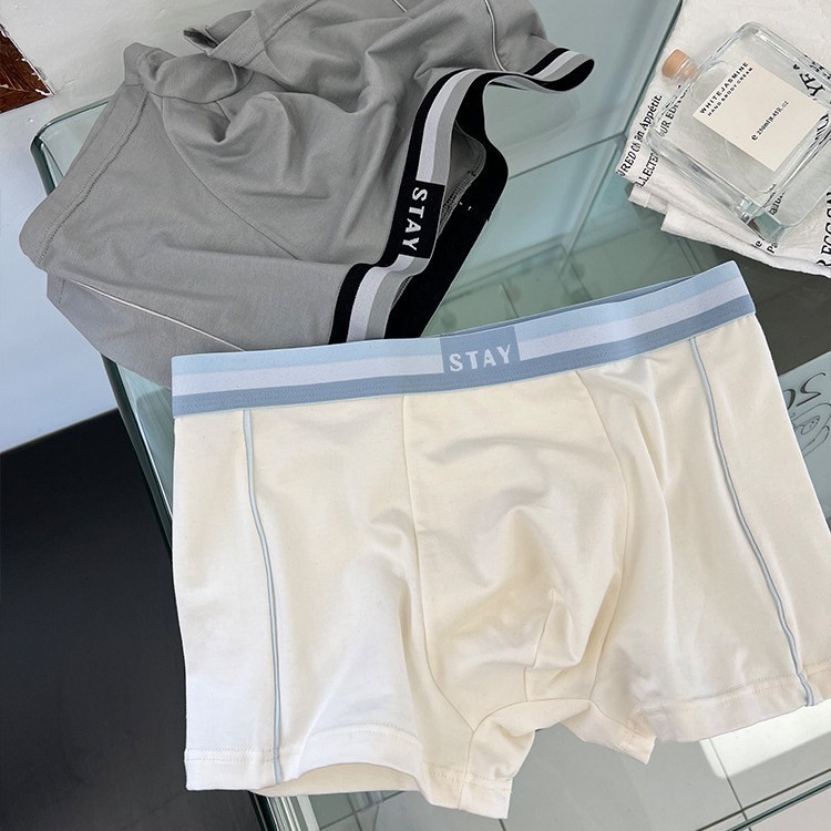 50 men's cotton plus size underwear sweat-absorbent breathable antibacterial crotch contrast color simple boxer briefs youth underwear men