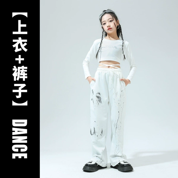 9030 white liquid silver top + 9024 white ink splash trousers