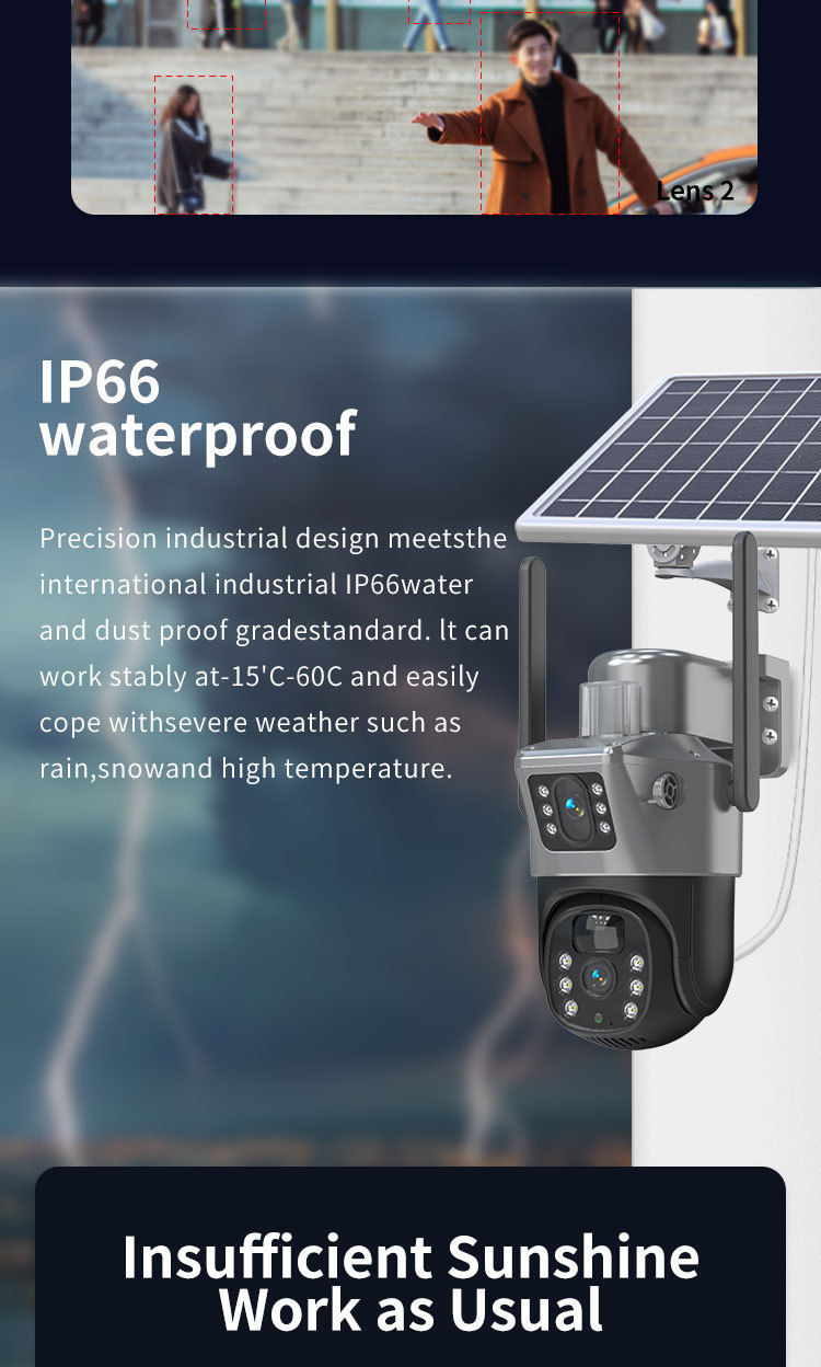 跨境 外贸太阳能监控器360度无死角手机远程室外夜视全景家用