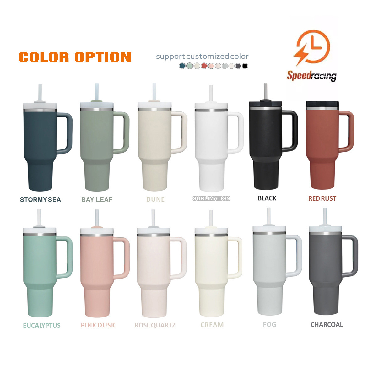 Taza de hielo personalizada de 40oz de acero inoxidable de doble capa taza de paja de automóvil taza de aislamiento de alta capacidad taza de automóvil