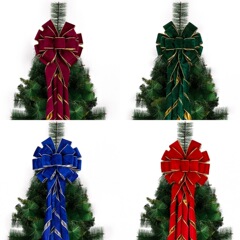 クリスマス装飾植毛両面特大リボンツリートップ装飾 DIY 手作りツリートップノットクリスマスリボン
