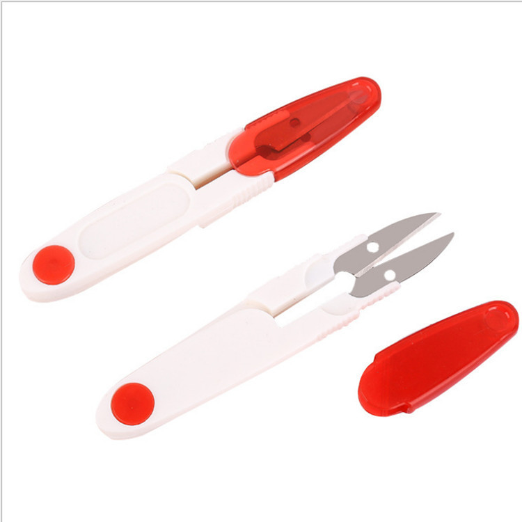 Tijeras transparentes de color con tapa en forma de U, tijeras de resorte, tijeras de punto de cruz, tijeras de hilo de pescado, tijeras de hilo afiladas, acero inoxidable