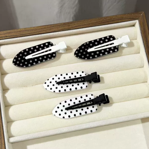 Black and White Polka Dot Hair Clip for Women, Seamless Clip for Forehead Bangs, New Style Side Hair Clip, High-End Exquisite Bb Clip