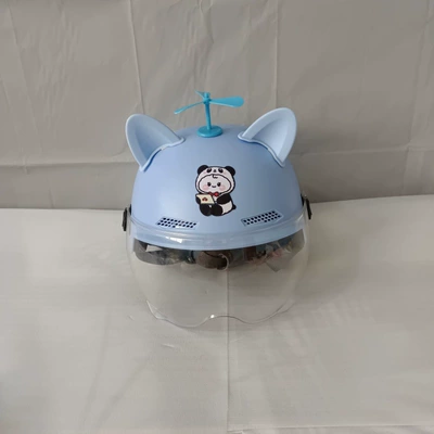 Motosiklet kaskı (dəbilqə) helmet four seasons can be equipped - adult-light-blue-no-11-blue-cat-ears-blue-windmill-hd-short-lens