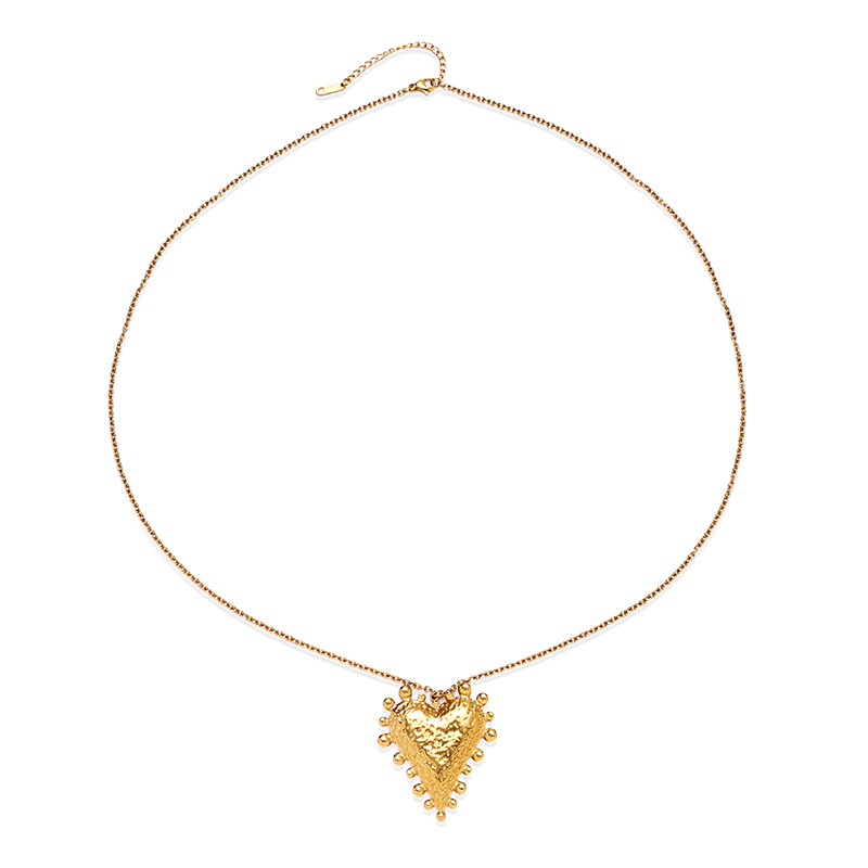 Taina Omei Shein transfronterizo explosión de acero inoxidable chapado en 18k oro texturas de lava colgante en forma de corazón mujeres al por mayor