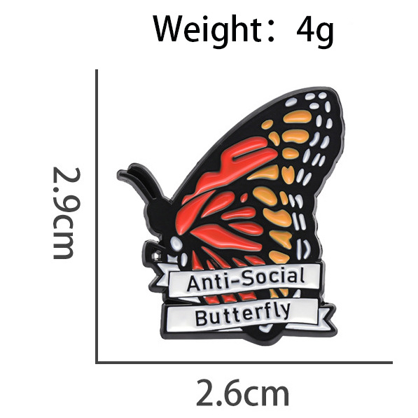 Broche de mariposa de dibujos animados transfronterizos, vestido de niña, cuello, collar, accesorios, adornos simples, pines de insignia