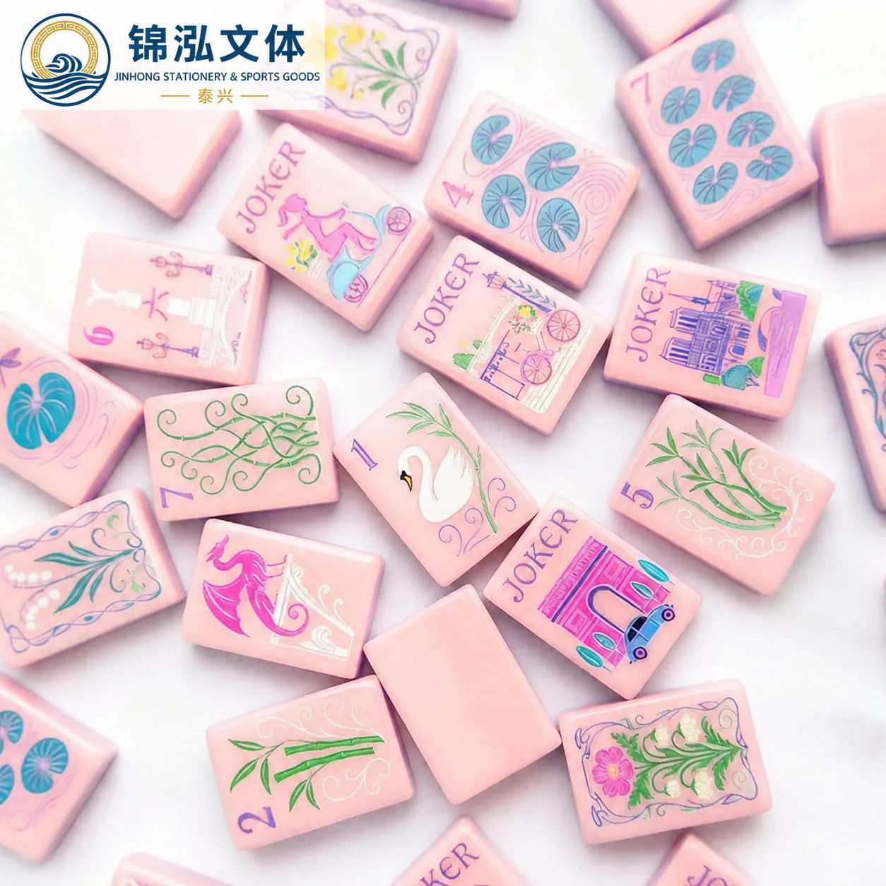 Pink Paris-style acrylic mahjong tiles, for home entertainment, high-end crystal mahjong tiles, hand-crafted, foreign-style mahjong tiles, wholesale for export