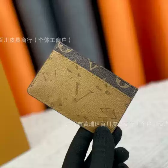 High-Quality LV-Style Card Holder Wallet Genuine Leather Slim Integrated Oblique Print for Export