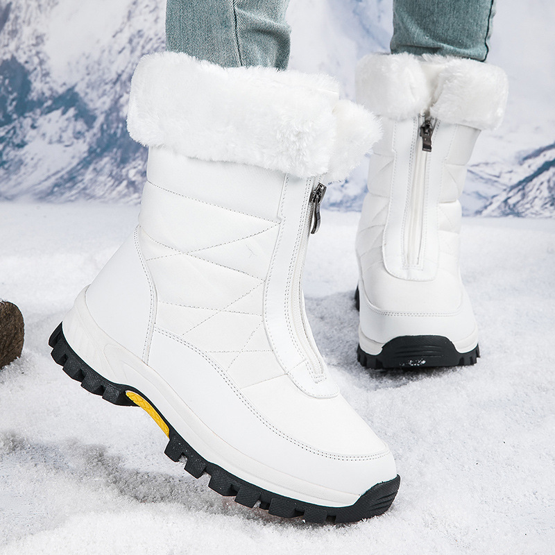 Zapatos de invierno europeos de algodón de mujer, botas de nieve, calentamiento, suela gruesa antideslizante, zapatos de viaje de mujer de tamaño grande image 8