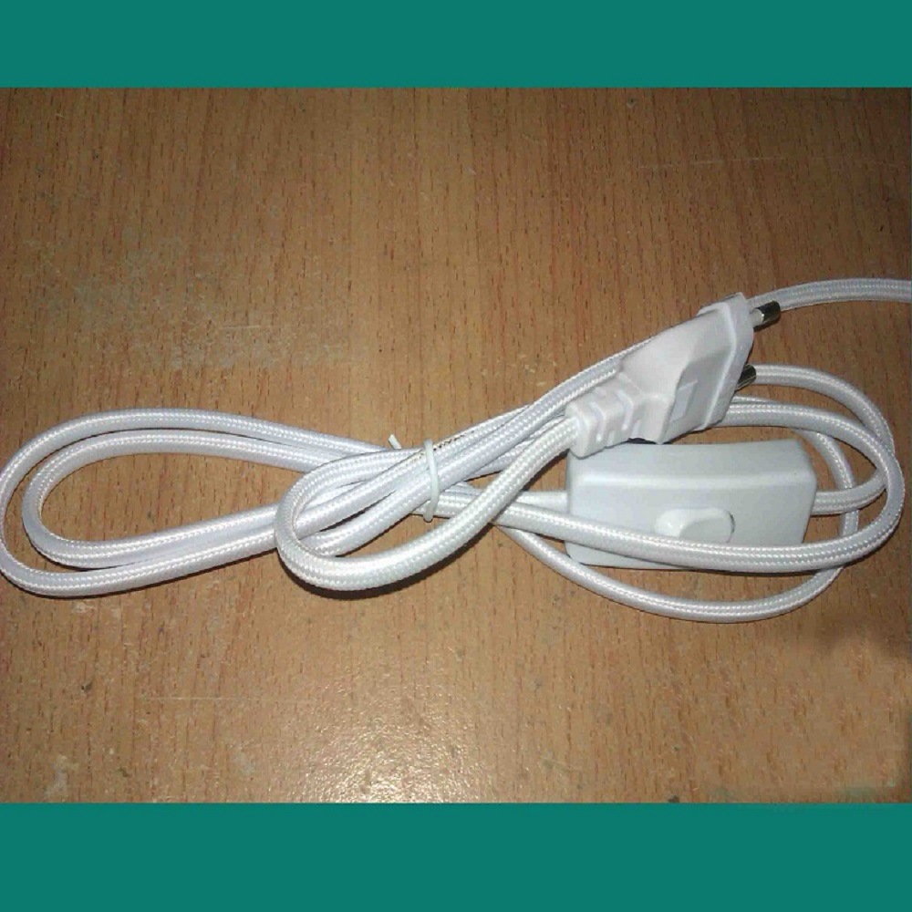 生产各种颜色鲜艳夺目带303 开关编织两芯欧规圆电源插头认证线材