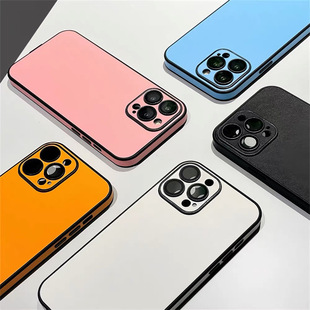 = Apple 11/12/13pro comes with lens film 14promax pure pigment leather 15pro phone case for 16