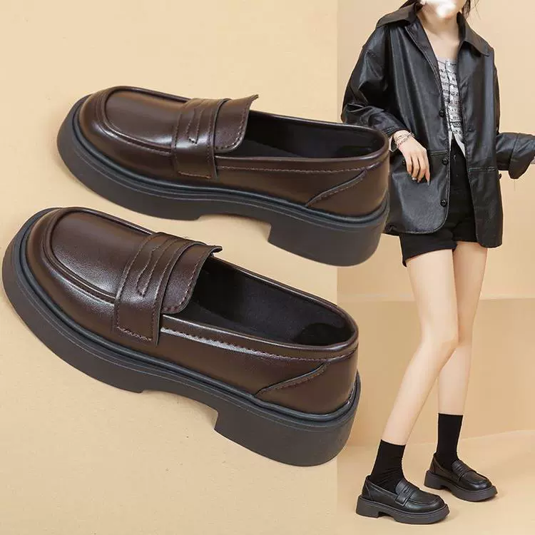 Ретро минималистские ботинки Lefu Женская весна 2024 новый толстой подошве один педаль jk одиночные ботинки увеличены в британском стиле