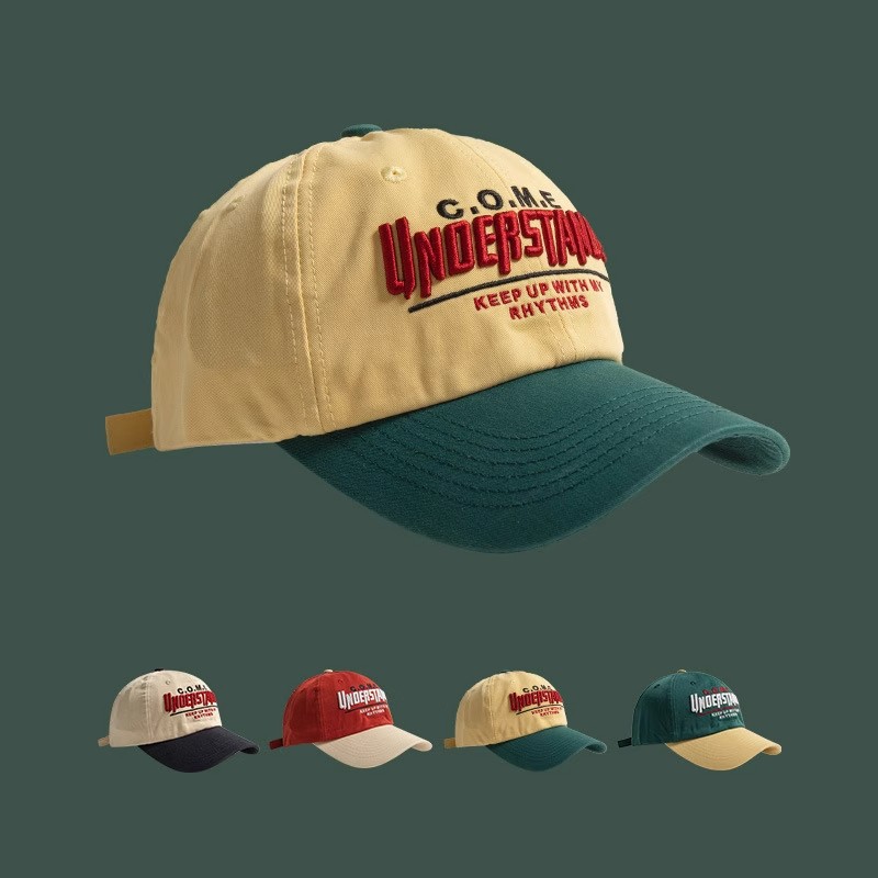 Spring and Summer New Large Head Circumference Duckbill Cap Parent-Child Style Casual Versatile Letter Embroidery Color-Blocking Summer Sun Protection Baseball Cap