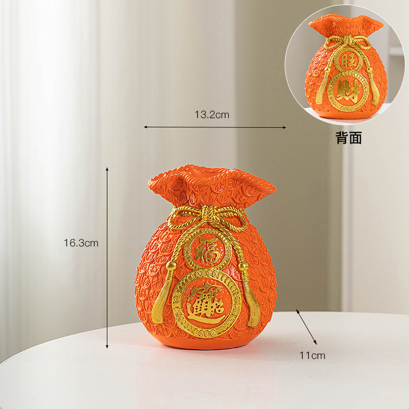 Chino suerte bolsa florero resina decoración casa fortuna significado bolsa de ahorro de la sala de TV decoración del gabinete