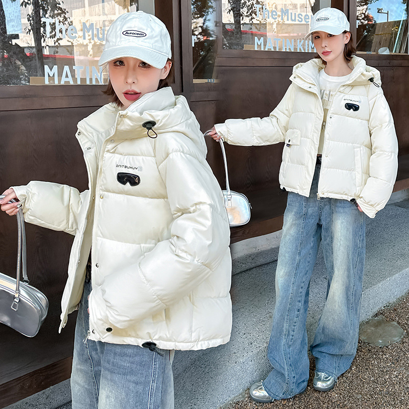 Ropa de algodón para mujeres otoño y invierno 2025 nuevo estilo de estilo universitario corto suelto y grueso vestido de pan vestido de algodón de color caramelo chaqueta de algodón image 3