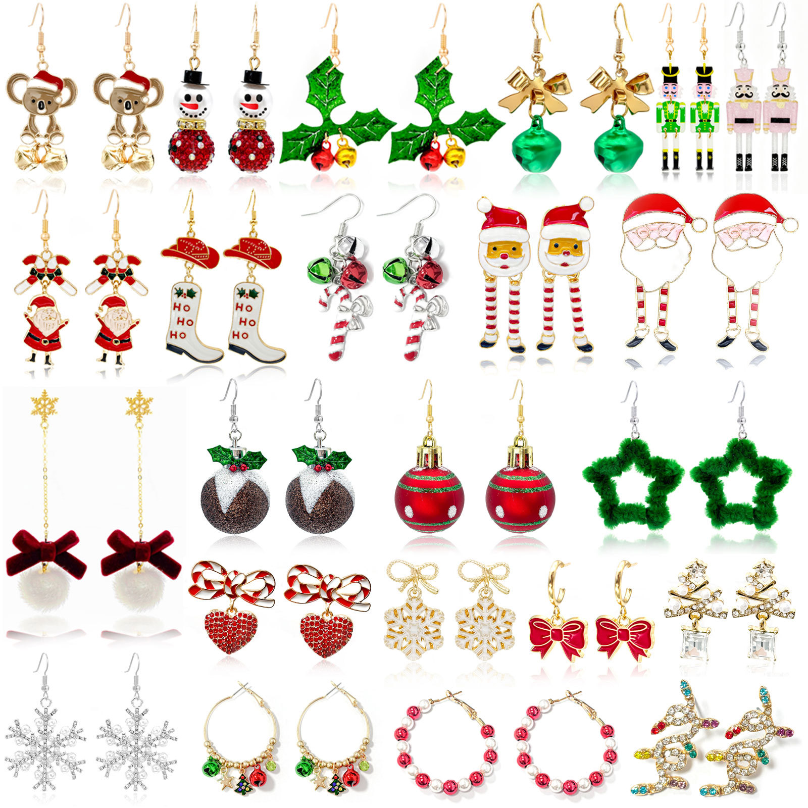 Cross-Border New Fashion Christmas Earrings for Women, European and American Creative Oil-Drip Earrings, Reindeer and Santa Claus Ear Accessories Wholesale