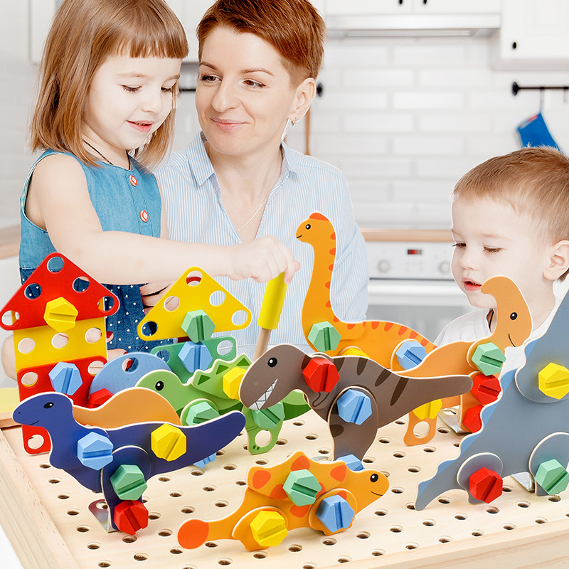 Inteligencia de madera para niños, educación temprana, tornillo, animal, rompecabezas tridimensional, ensamblaje, coordinación mano-ojo, desmontaje, juguetes de iluminación