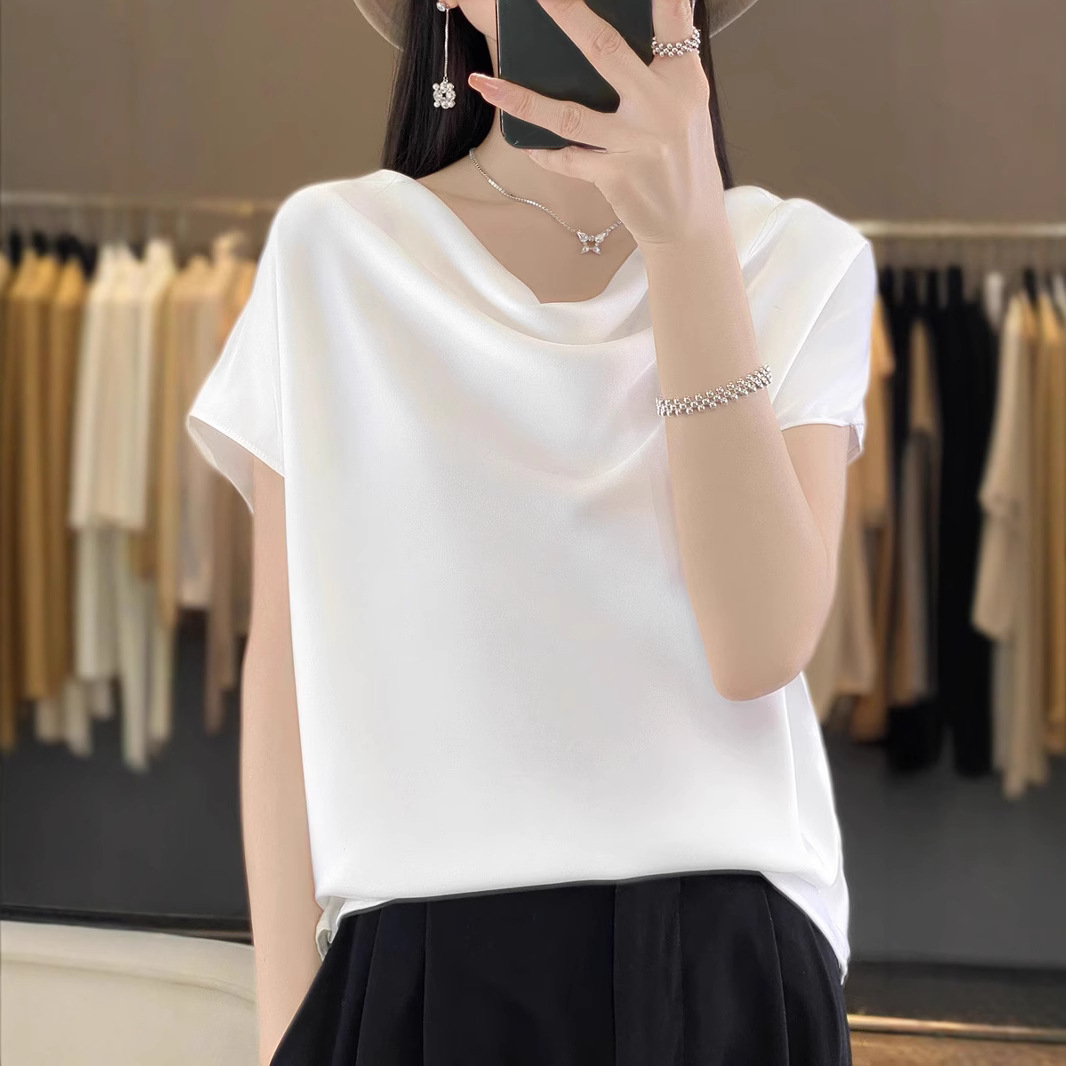 Summer solid silk tank top